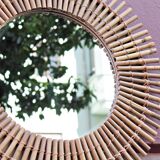 Vintage rattan sun mirror