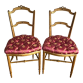 Paire de chaises Louis XVI en bois doré