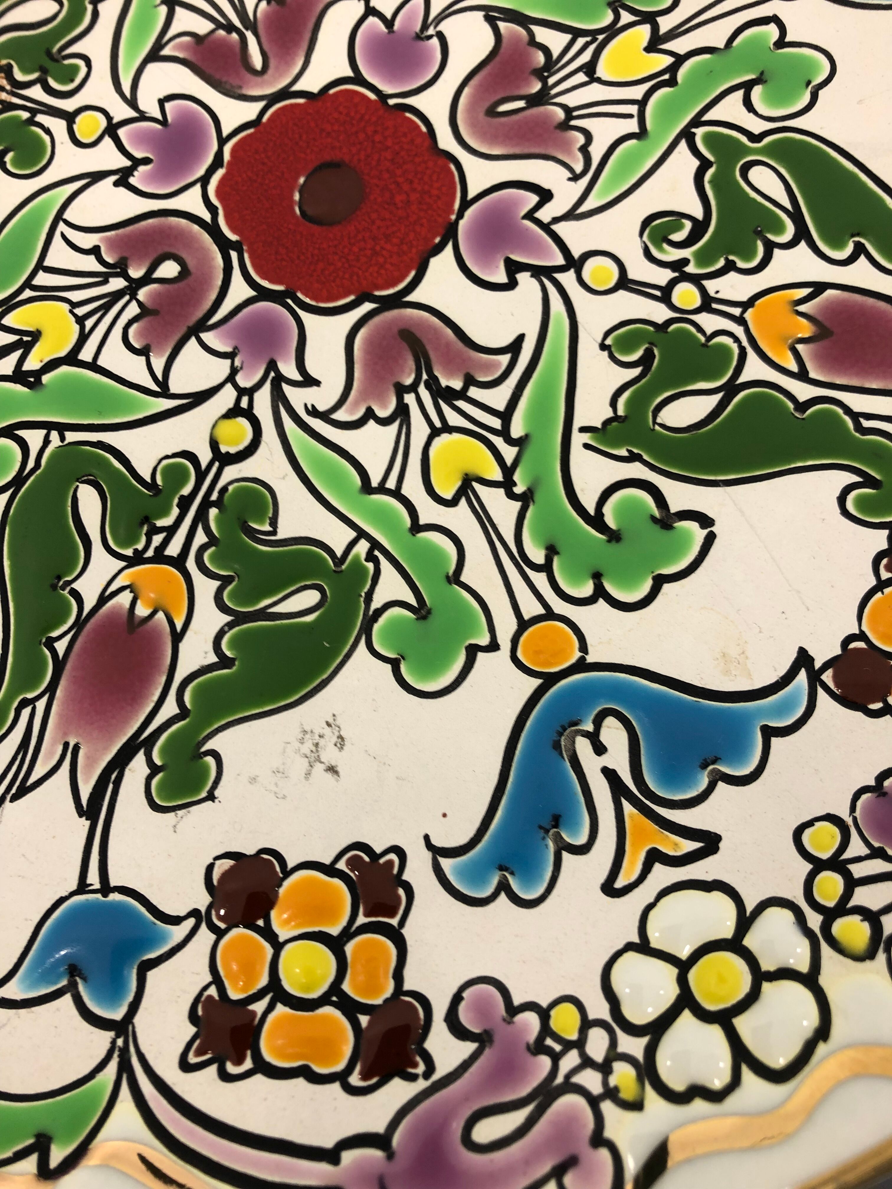 Decorative plate, made in spain floral, signed jose royo vilar, spain