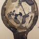 Signed watercolor and ink painting Wabi Sabi Sahara Vase