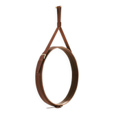 Miroir fait main dans le goût de J. Adnet en cuir végétal tanné marron