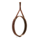 Handmade J. Adnet style mirror in brown vegetable-tanned leather, ø 58 cm