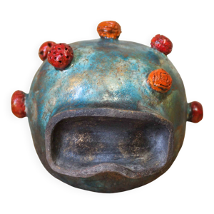 Tête en raku émaillé