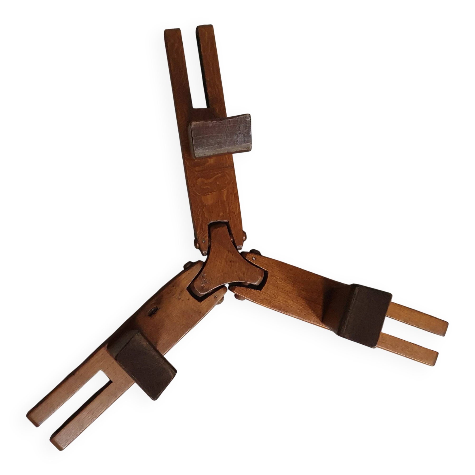 Table basse ronde en chêne, réglable en hauteur, années 1960