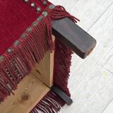 1970s, Danish highback armchair, red furniture velour, ash wood.