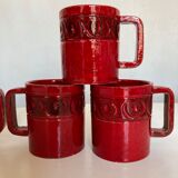 Set of 6 mugs in glazed earth Bitossi Italy 1960