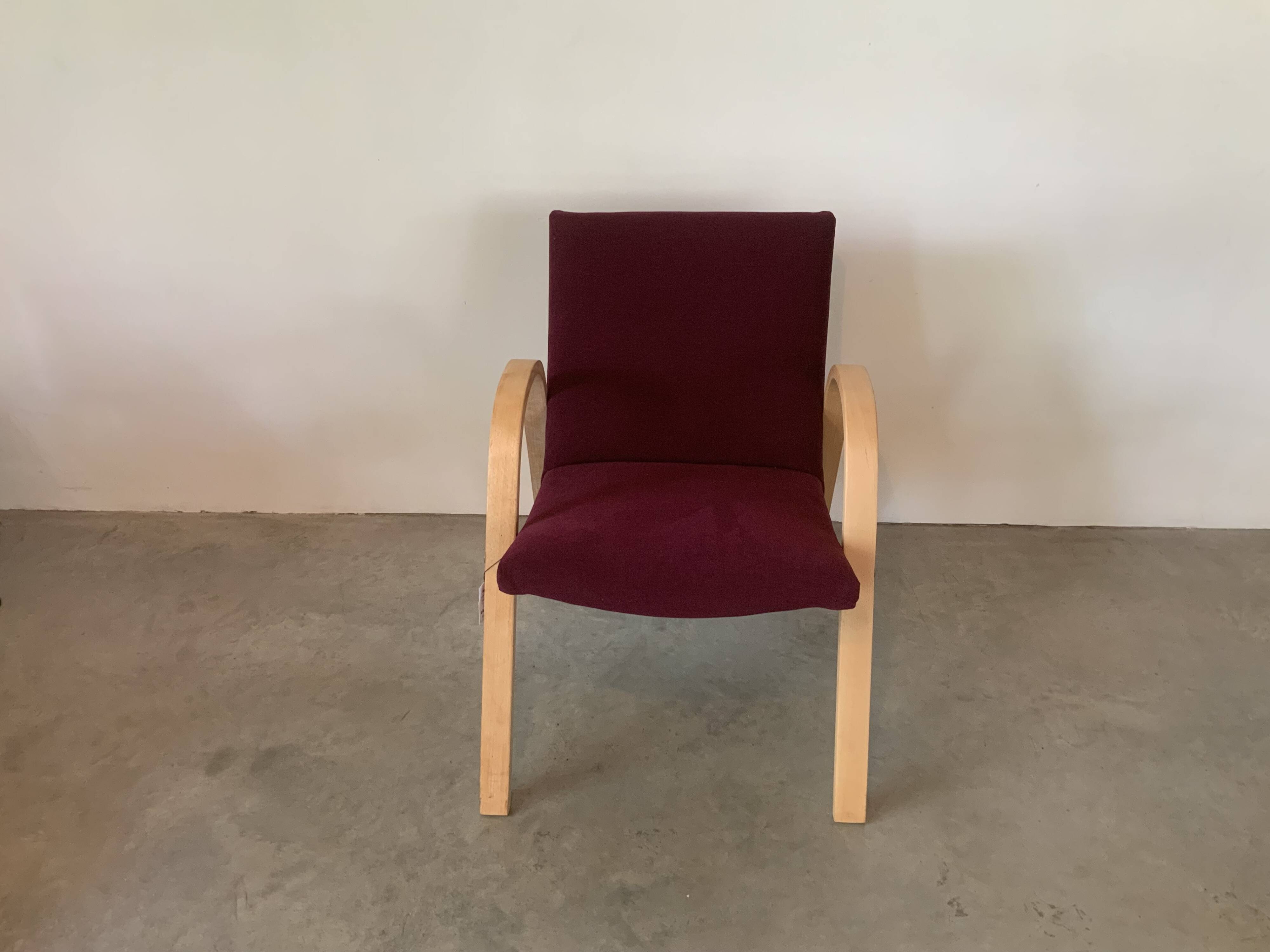 Vintage armchair from 1959 Baumann 280 Restored Amara Aubergine color