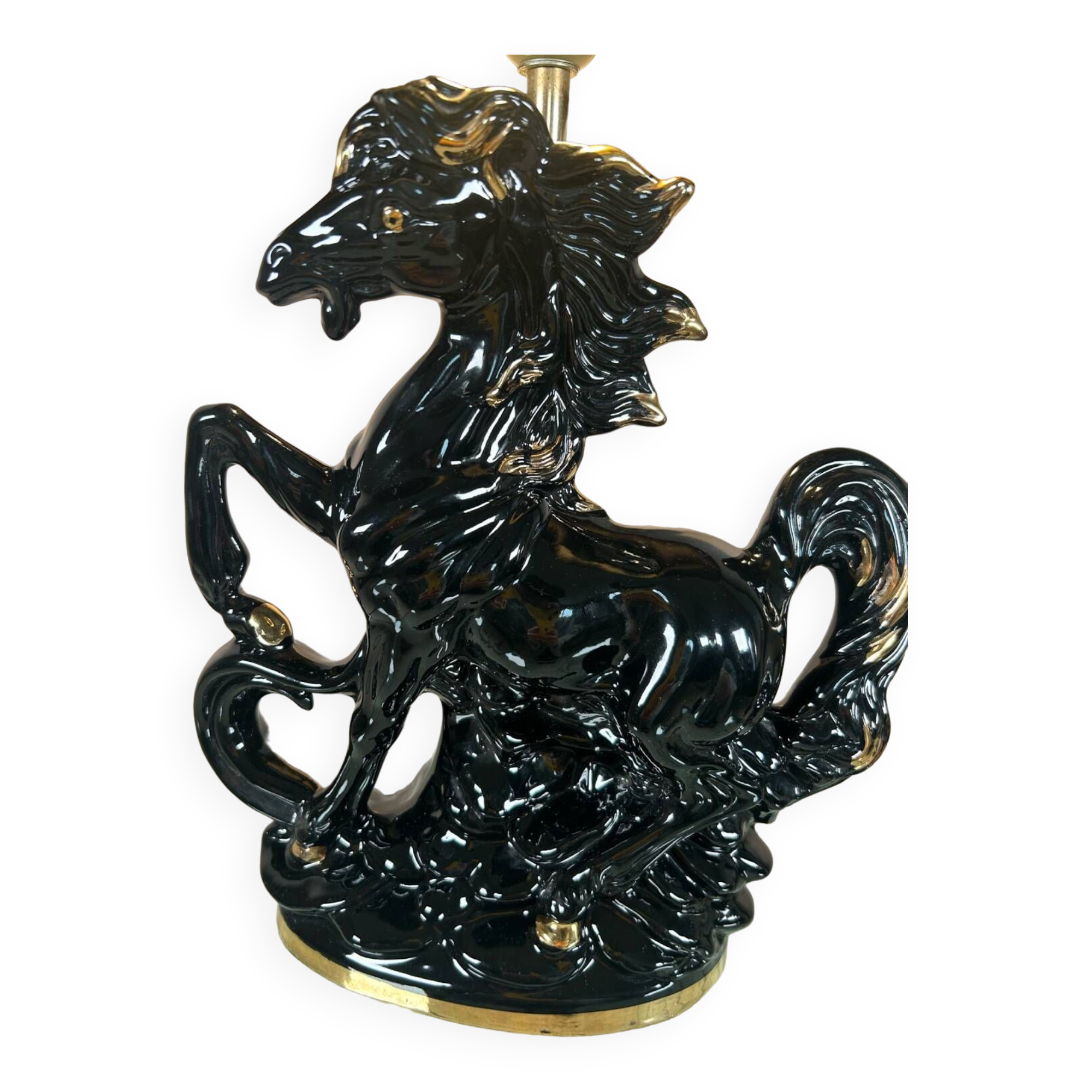 Lampe en céramique cheval, années 70
