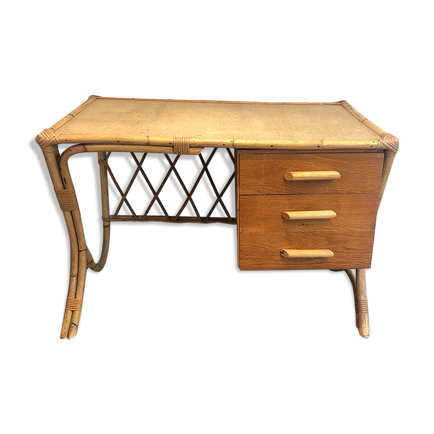 Rattan desk around 1970