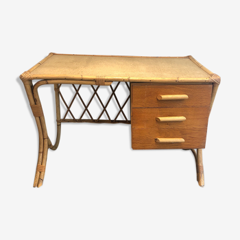 Rattan desk around 1970