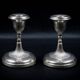 Pair of Small Antique Silver Metal Candlesticks - Fluted Base