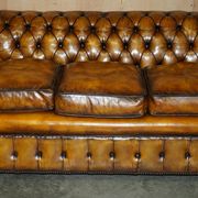 Restored vintage leather Chesterfield sofa