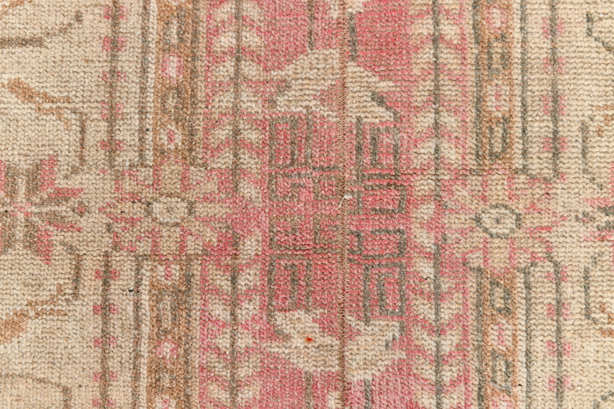 2x7 shades of red & beige vintage runner rug, 77x222cm