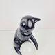 Mid-Century Cat Sphere Table Lamp in Ceramic and Opal Glass, 1970s