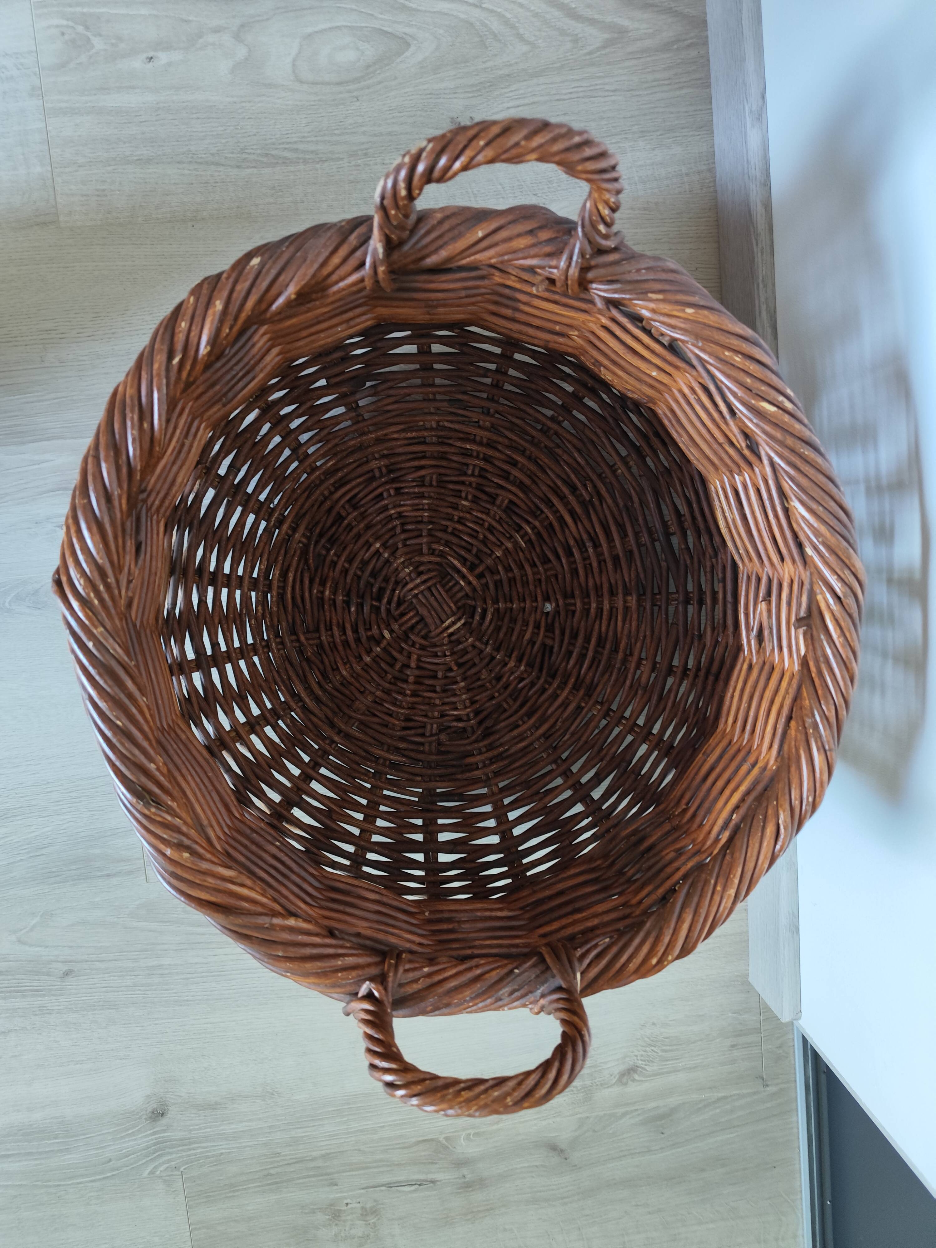 Vintage rattan planter basket
