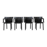 4 chaises noires 4870 par Anna Castelli pour Kartell, années 1980