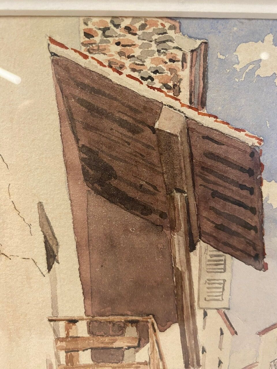 Old painting, Provencal landscape, watercolor early twentieth century