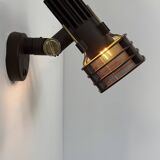 Adjustable vintage brown and brass wall light, France, 1970.