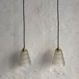 Lot 2 art-deco "skyscraper" hanging lamps