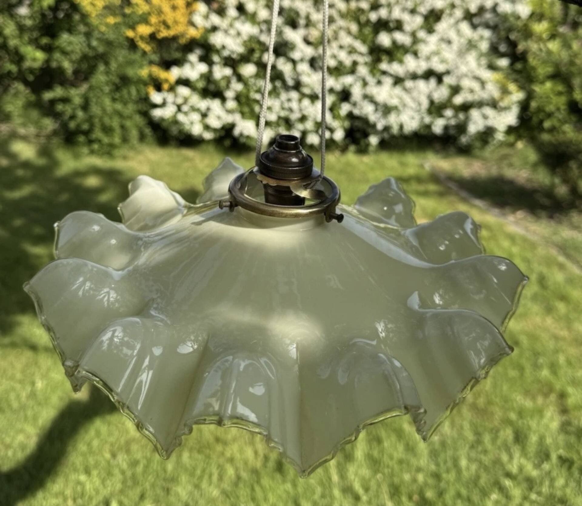 Vintage pleated glass lace lampshade ceiling light