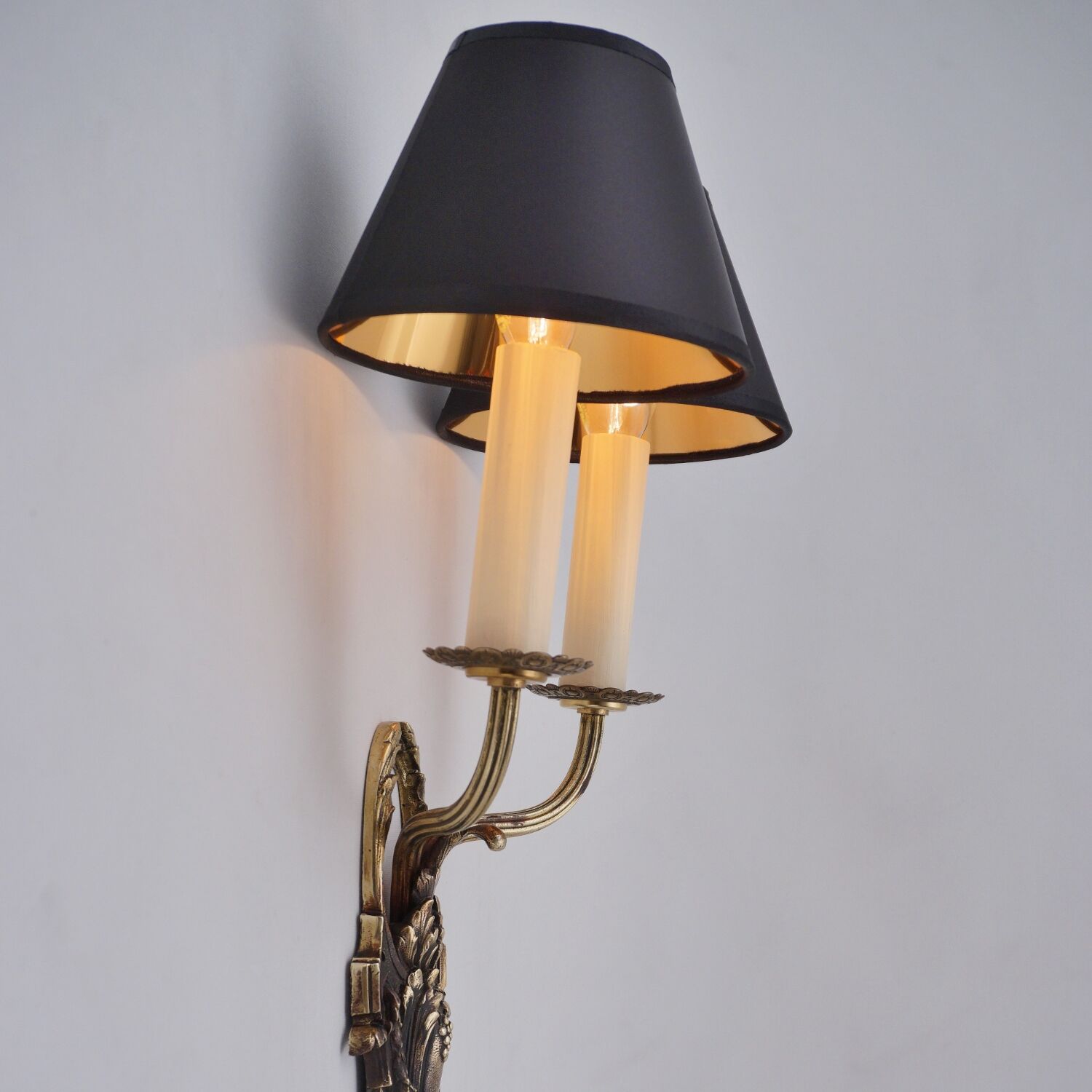 Pair antique sconces wall lights LB Deposé Leboullanger Freres, gilt bronze, 1900 ca, French