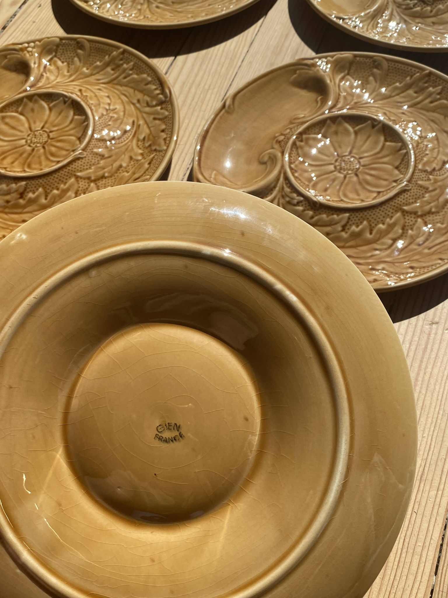 5 asparagus plates in earthenware Manufacture de Gien