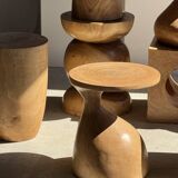 Stool, side table, end table in solid suar wood, spheres H50 D39.