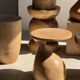 Stool, side table, end table in solid suar wood spheres H50 D39