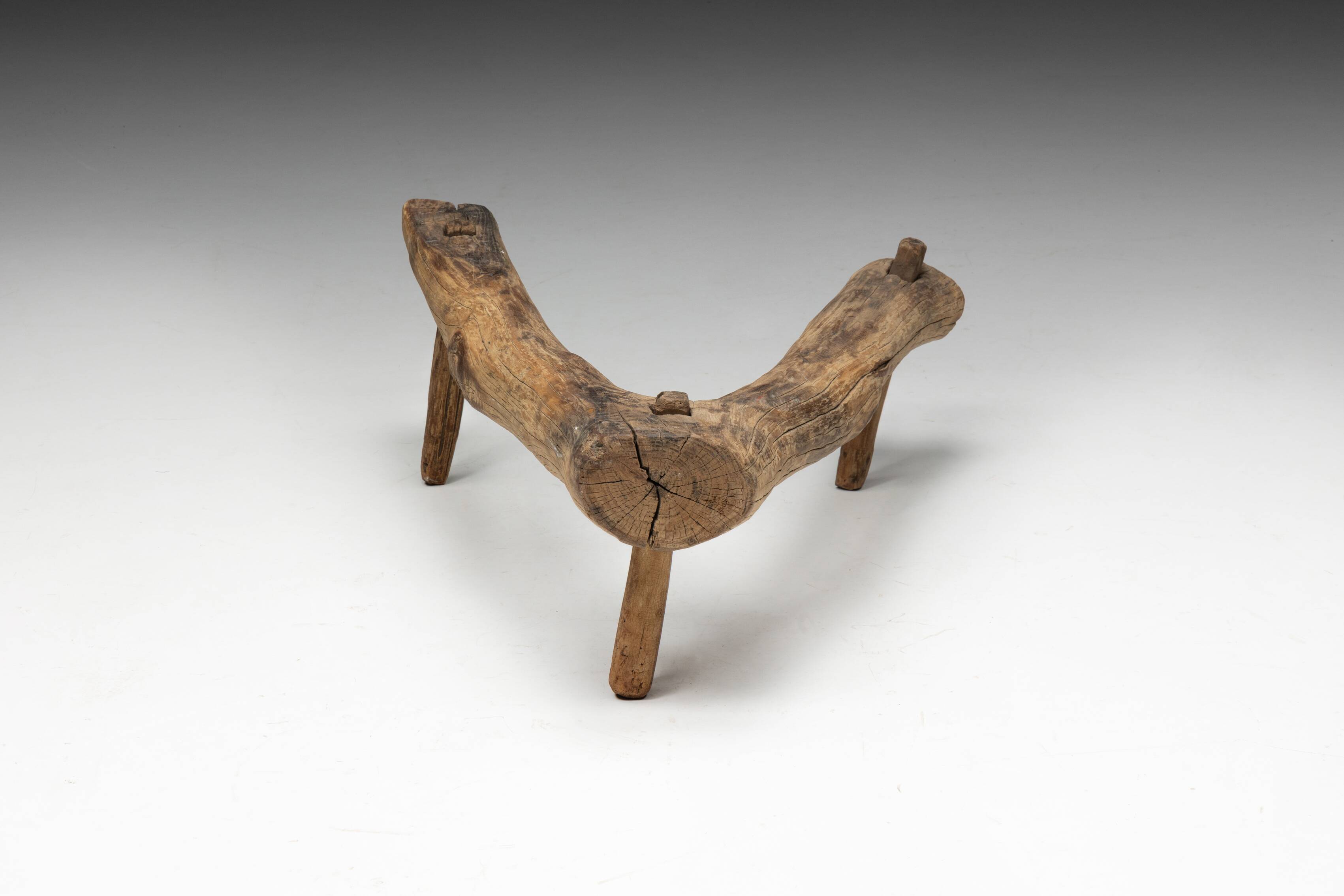 Wabi Sabi Primitive Tripod Stool, France, 18th Century