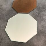 Pair of old underneath bottle tray hexagonal shape mirror 18 cm