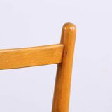 Series of 6 Swedish chairs in Elm and black Skai by Yngve Ekstrom for Gemla 1960.
