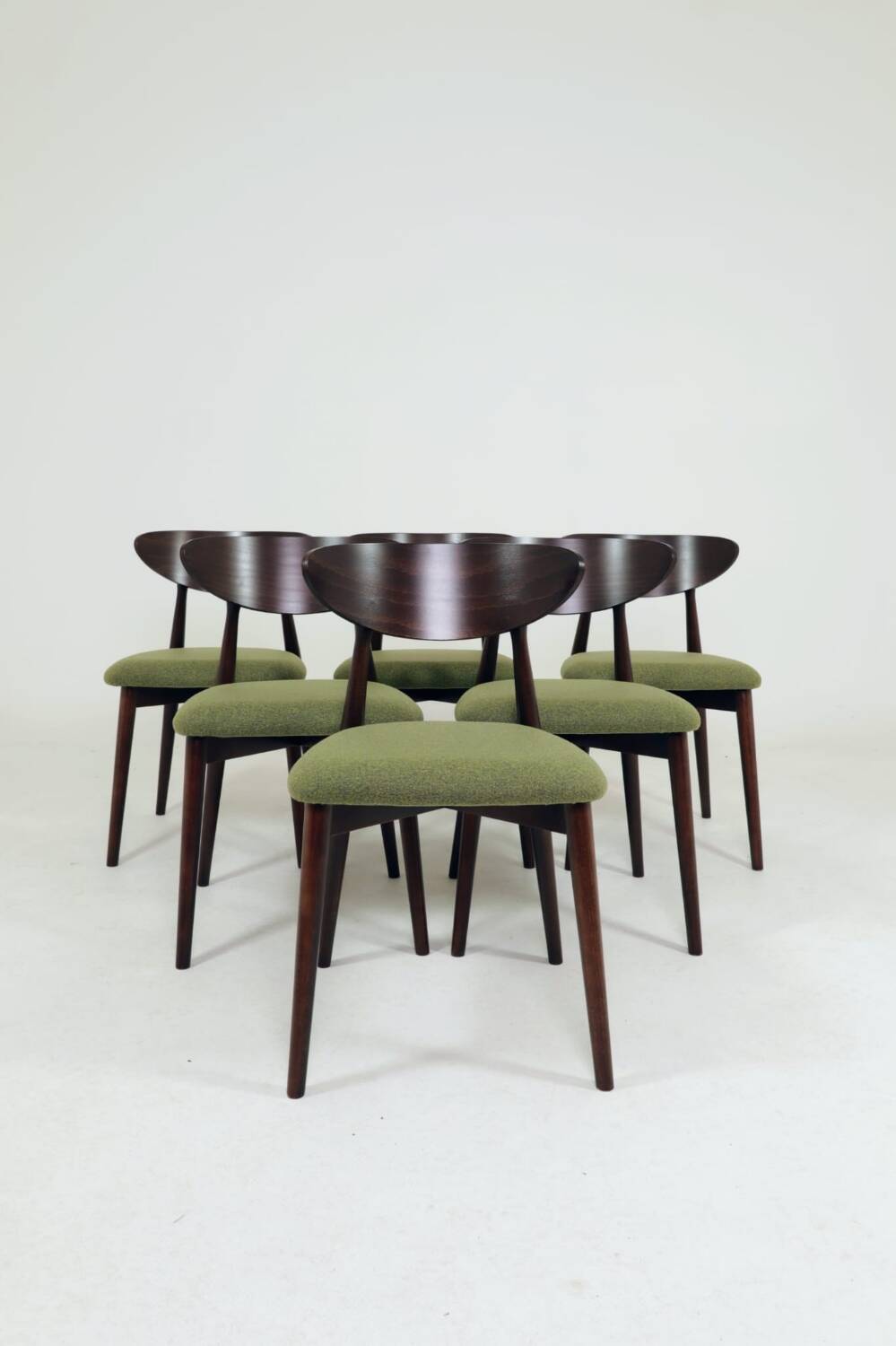 Eucalyptus green boucle dining chairs