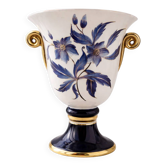 Italian faience crater vase, blue floral decoration 1950s