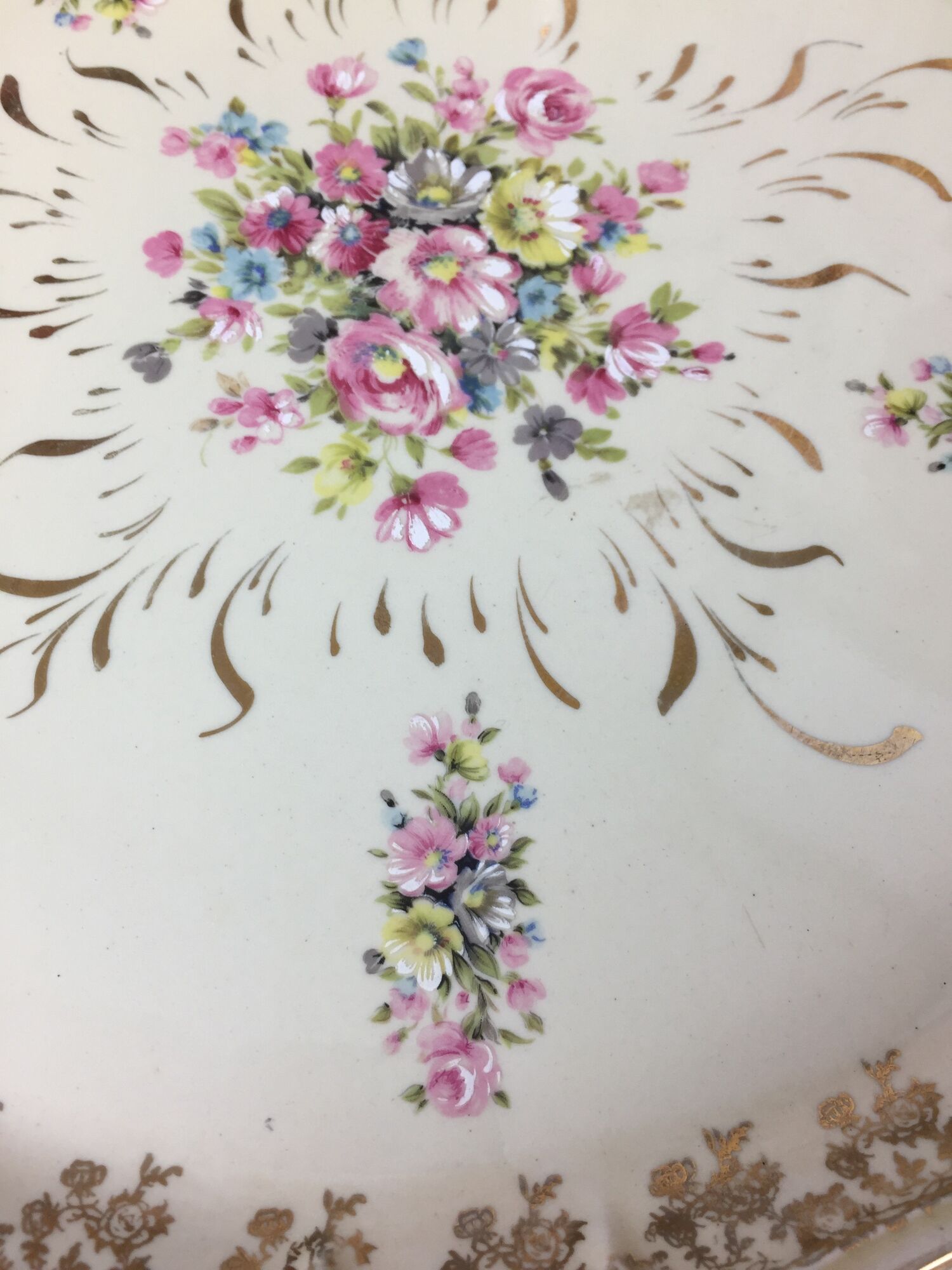 Round dish floral decoration made in france porcelain Limoges