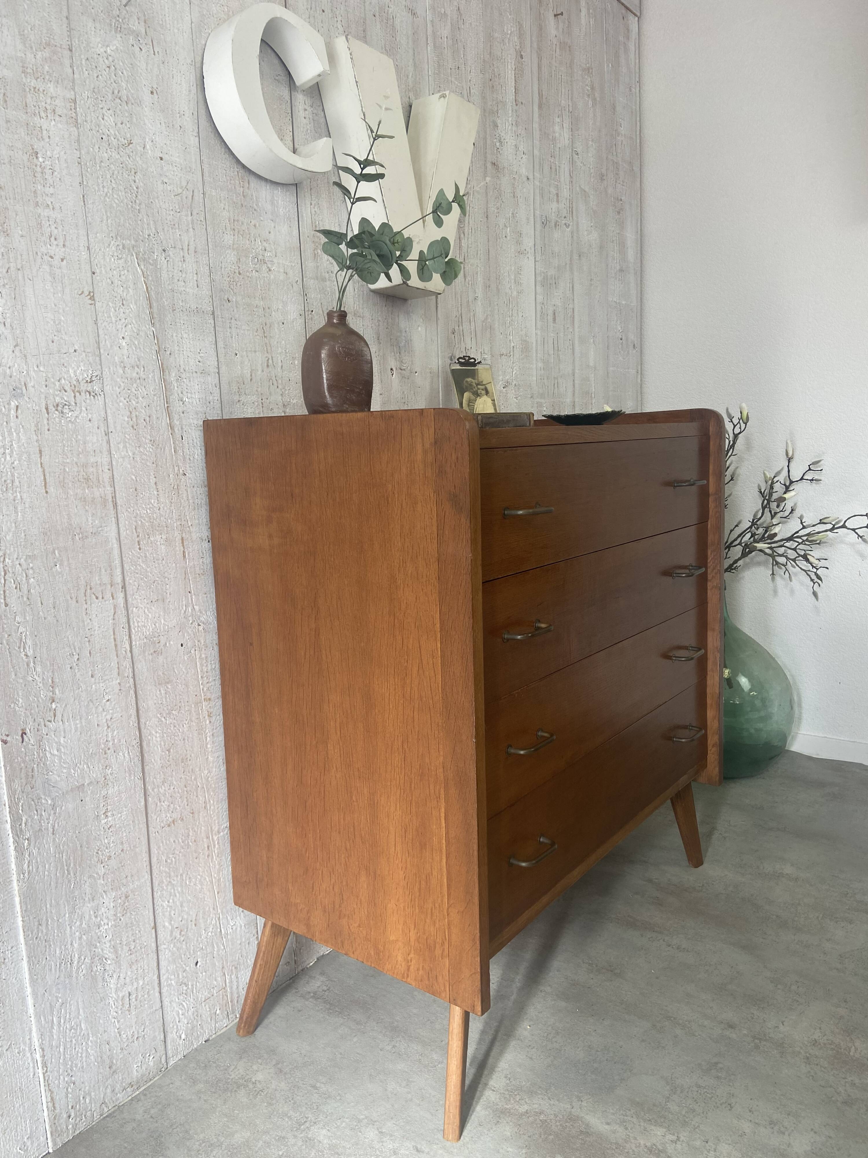 Vintage chest of drawers with tapered legs