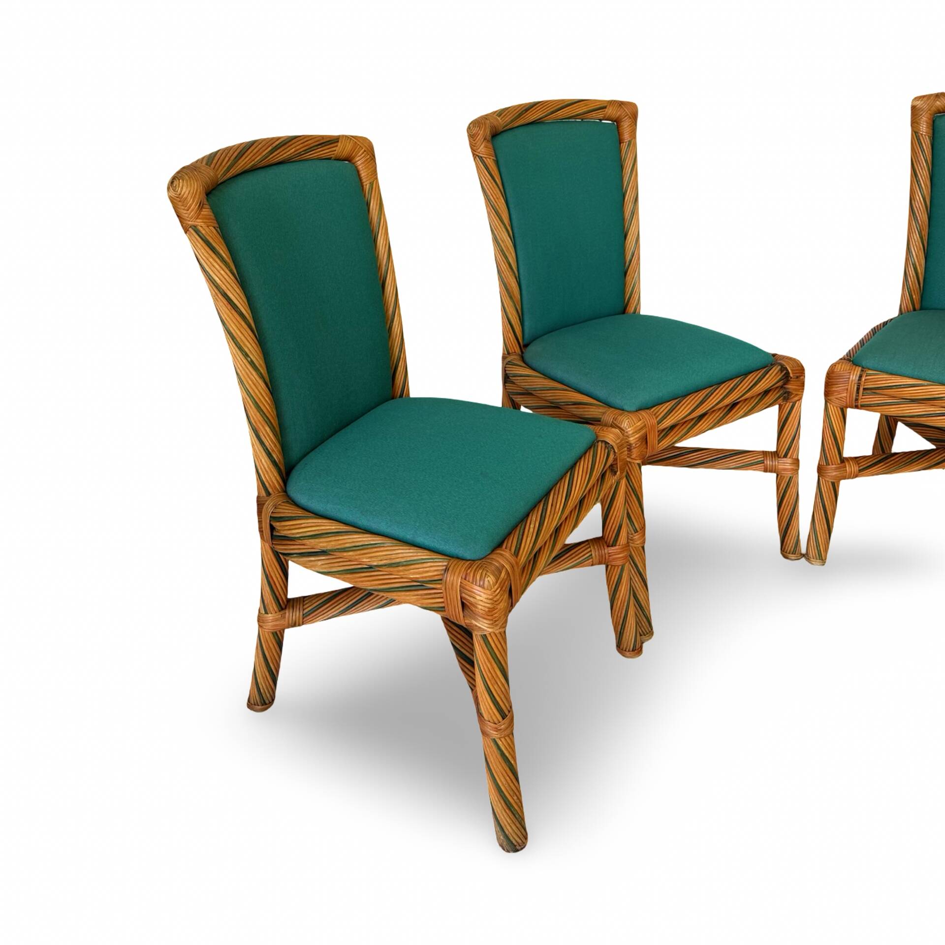 Set of six vintage bamboo and rattan dining chairs