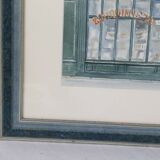 Watercolor 'The Bookstore' by Jean Desse, 1991