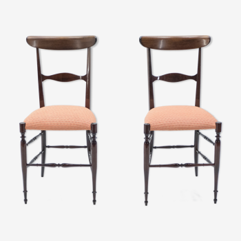 Rare pair of Campanino Chiavari walnut chairs by Fratelli Levaggi 1950