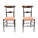 Rare pair of Campanino Chiavari walnut chairs by Fratelli Levaggi 1950