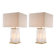 Pair of table lamps in alabaster and patinated brass