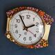 Vintage silent wall pendulum clock 70s "Japy electric flowers"