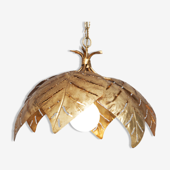 Suspension palmes dorées vintage french gilded mid-century