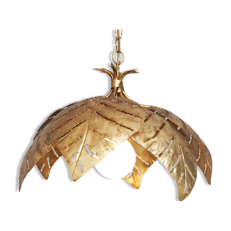 Suspension palmes dorées vintage french gilded mid-century