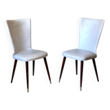 Pair of vintage 1960s chairs in grey faux leather.
