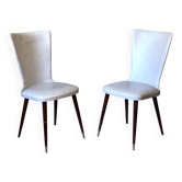 Paire de chaises en simili-cuir gris, 1960