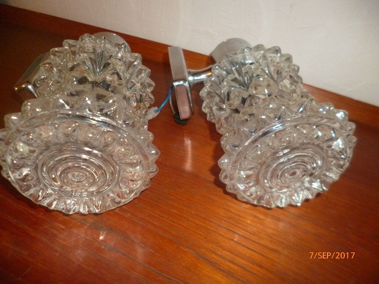 Pair of sconces glass chrome of the years 60/70