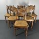 6 Farmhouse wood turned rush dining chairs