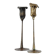 Pair of vintage brass candle holders with tulip decoration.