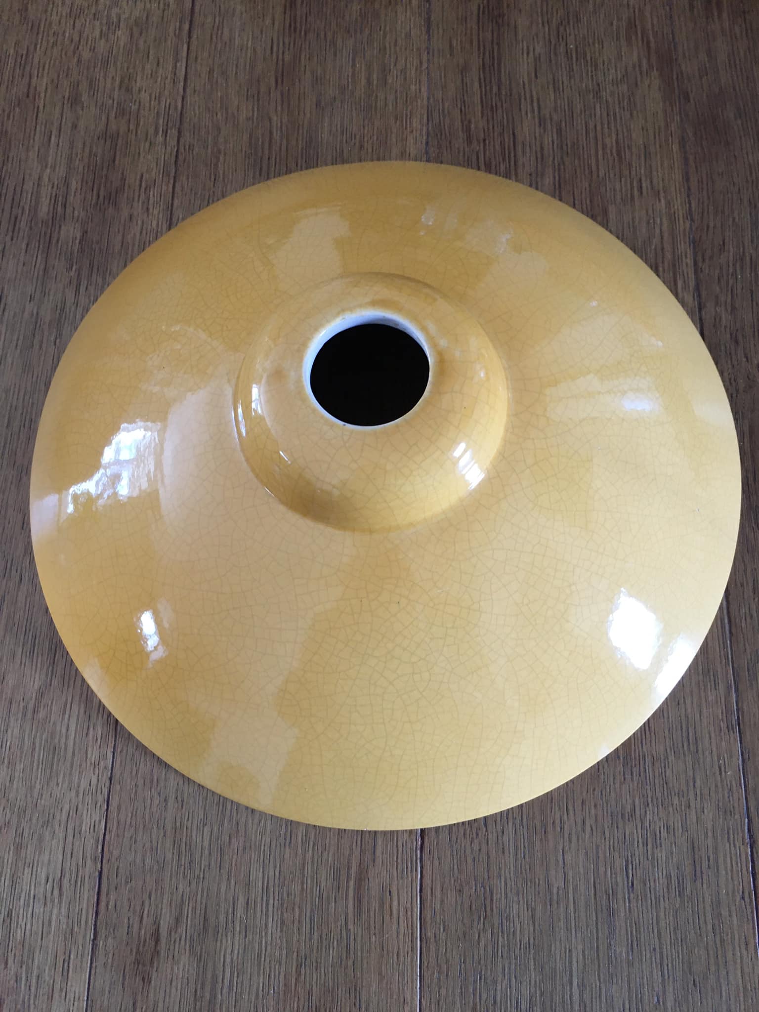 Yellow enameled ceramic lampshade (real color brighter than in photos)