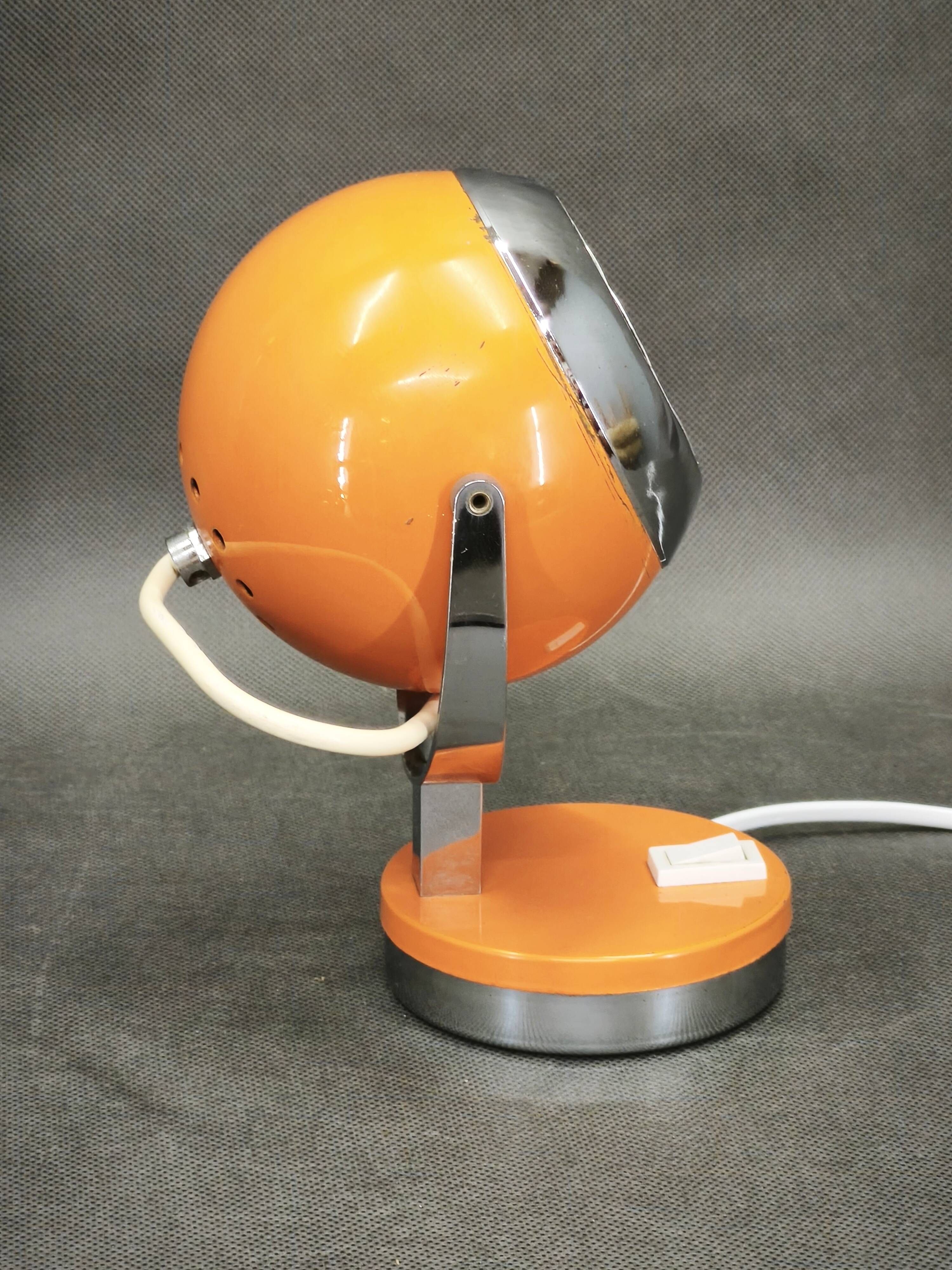 Goffredo Reggiani Orange Eyeball Space Age Table Lamp, Italy, 1970s